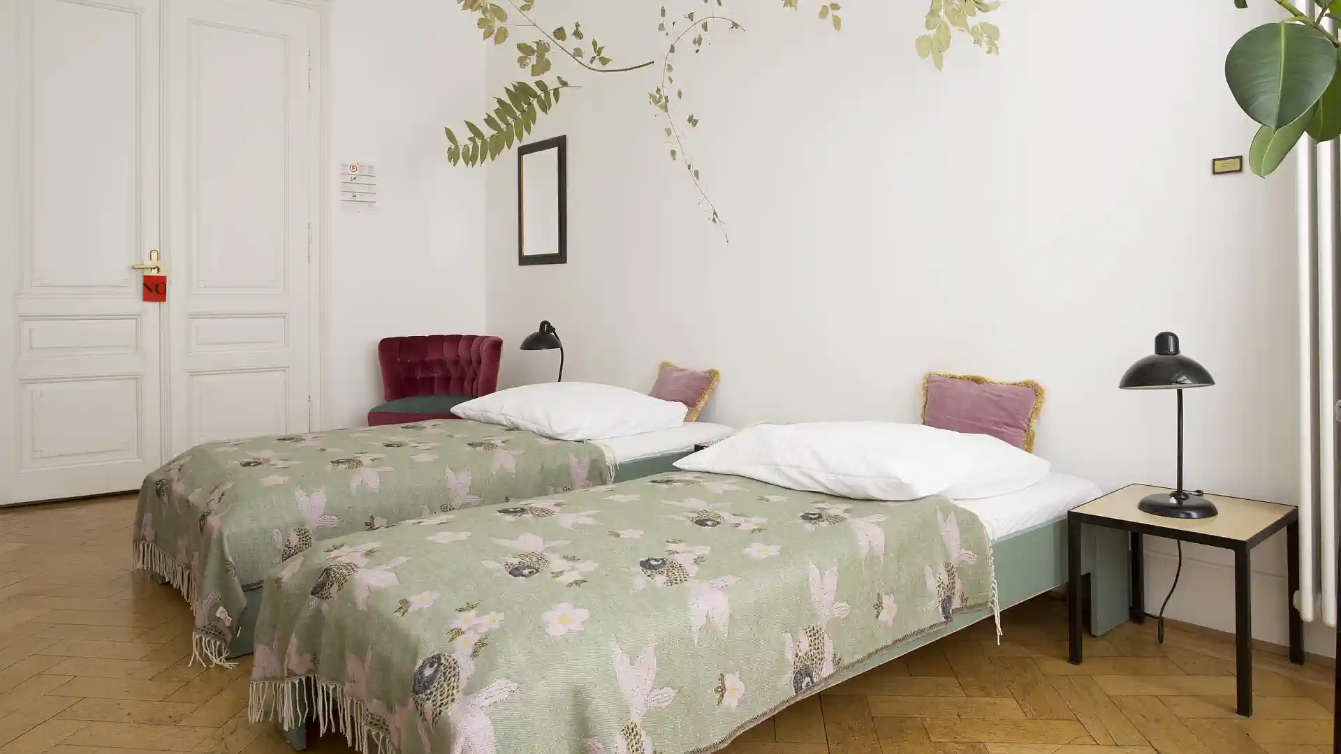 Twin room with shared bath